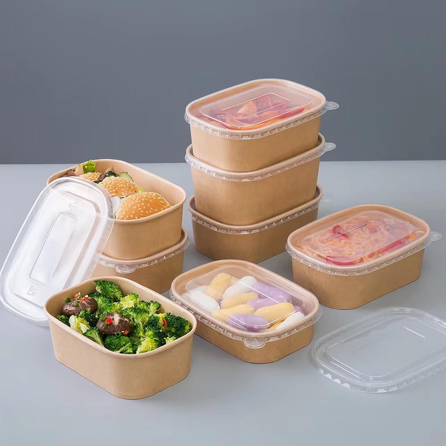 PP Lid for 17-25-34 oz Kraft Brown Rectangle Container 500/case pzhgmz