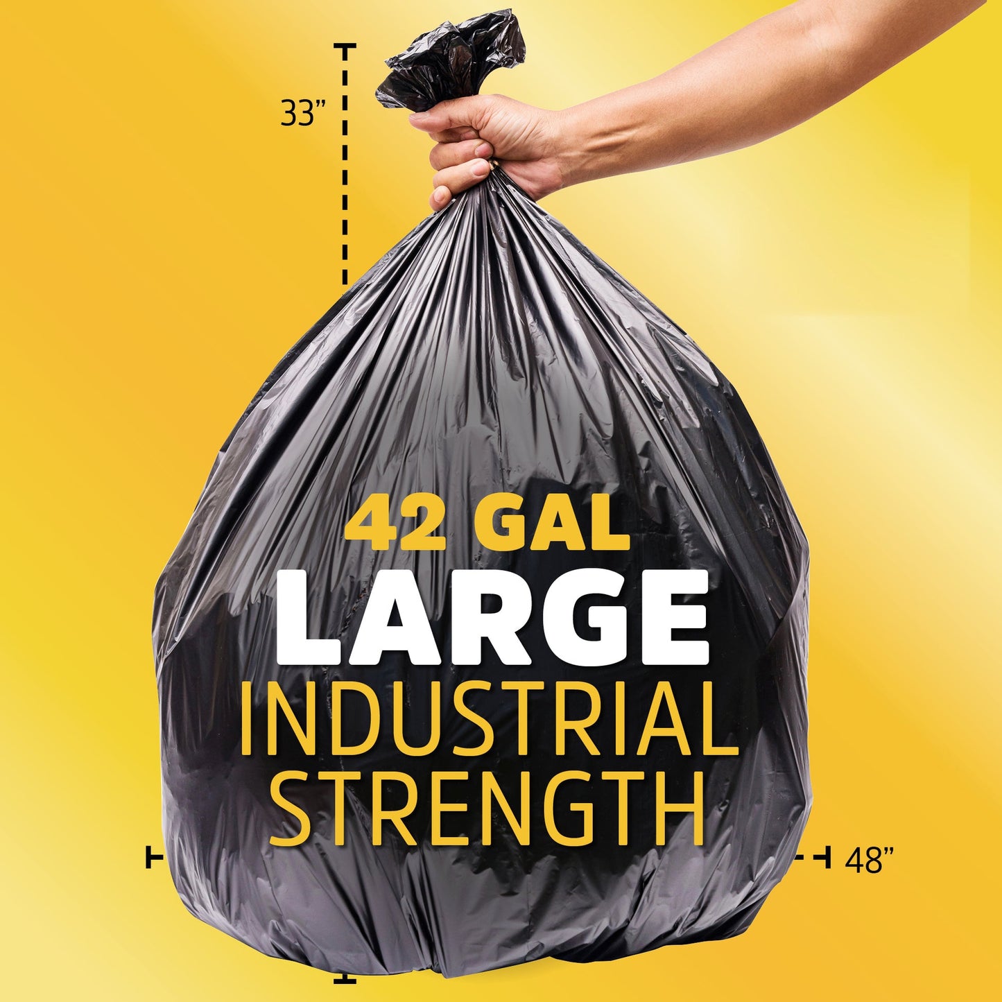 Plastic Industrial Construction Black Bags Heavy Duty 3mil 33"x48" 32/Case ECO BOX